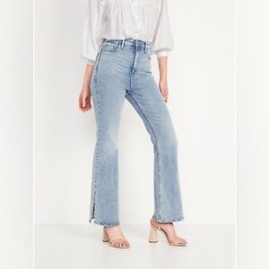 NWT Sz 10 Old Navy Women’s Higher High Waisted Side-Slit Flare Jeans